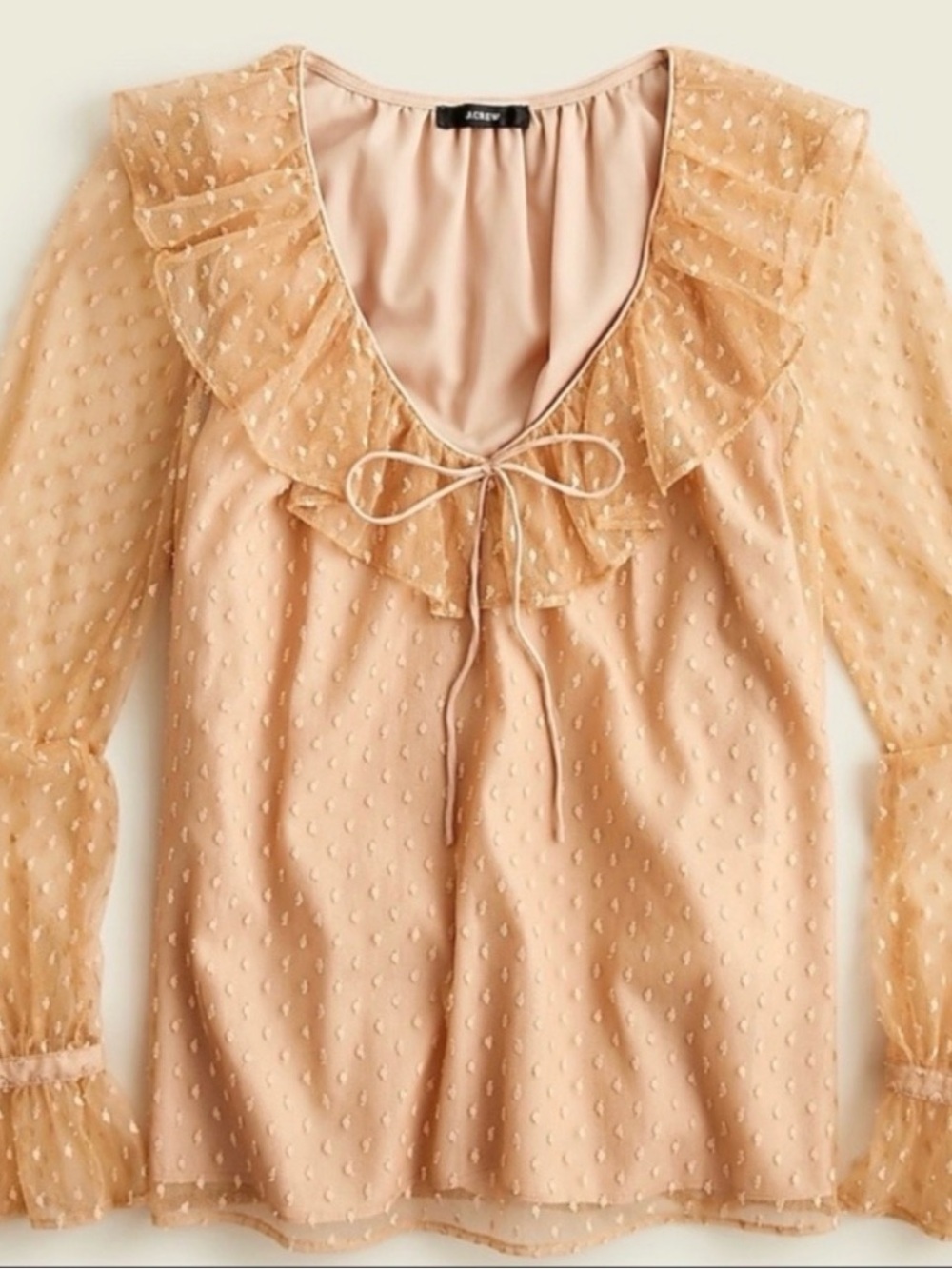 J. Crew Ruffleneck top in clip dot